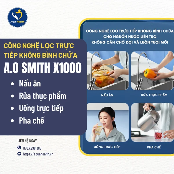 Máy lọc nước A.O Smith X1000 - Công nghệ lọc trực tiếp không bình chứa