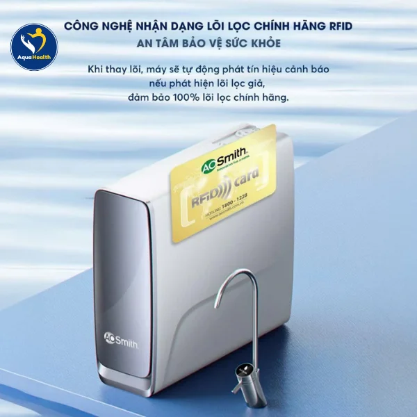 Máy lọc nước A.O Smith X1000 - Công nghệ nhận dạng lõi lọc chính hãng RFID