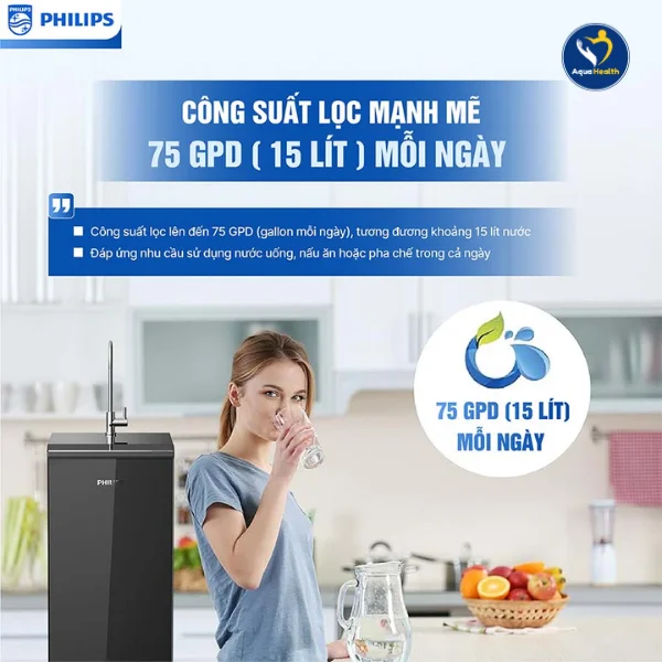 Máy lọc nước tủ đứng RO Philips ADD8911/74- Công suất lọc và dung tích bình chứa