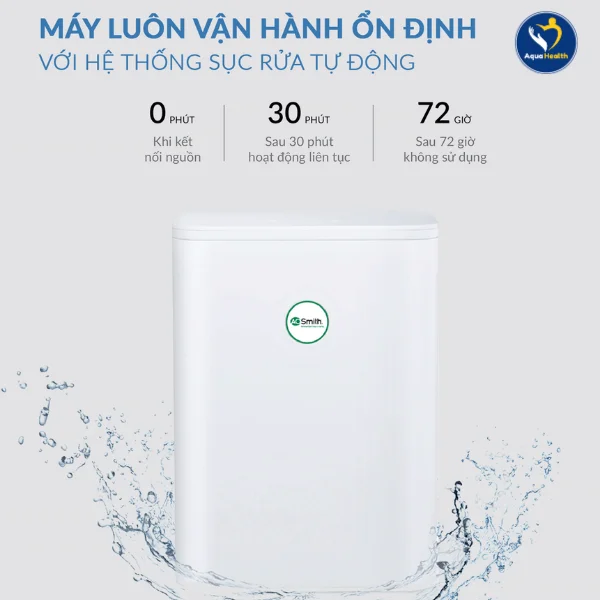 Máy lọc nước A.O Smith S600 - Hệ thống sục rửa tự động giúp máy vận hành ổn định