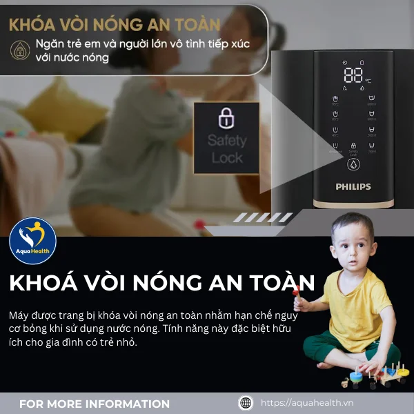 Khoá vòi nóng an toàn - Máy lọc nước để bàn RO Philips ADD6901