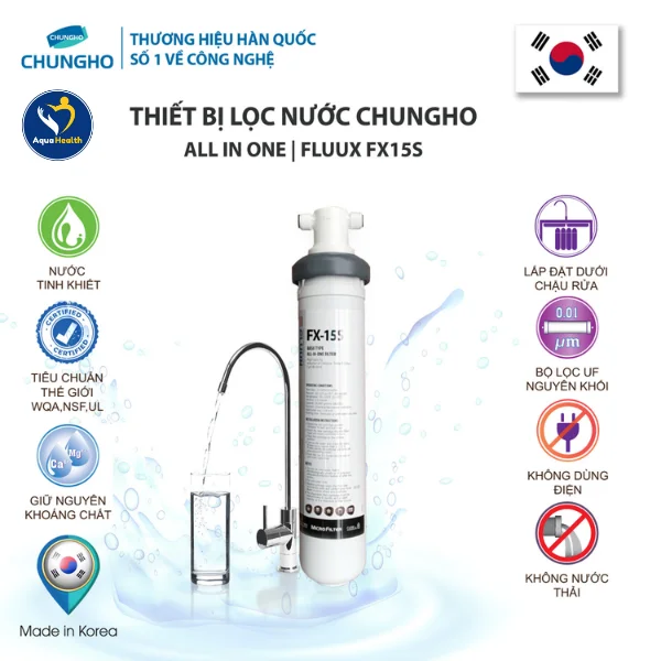 máy lọc nước ChungHo FLUUX FX15S - Không điện, không nước thải