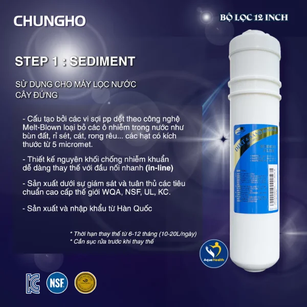 lõi lọc nước ChungHo WHI Cafe 700 - chức năng của lõi Sediment
