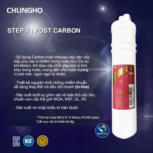 lõi lọc nước ChungHo WHI Cafe 700 chức năng chính của lõi Post Carbon