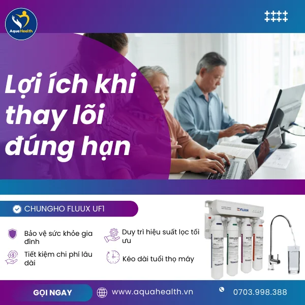 Máy lọc nước ChungHo FLUUX UF1 - lợi ích khi thay lõi lọc đúng hạn