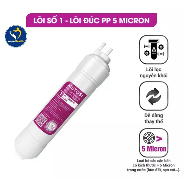bộ 8 lõi lọc nước Mutosi - lõi số 1 PP 5 micron