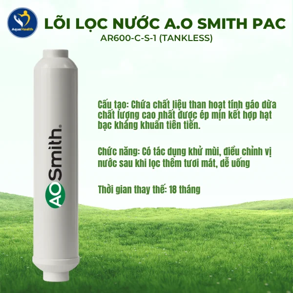 Bộ lõi lọc nước A.O Smith AR600-C-S-1 (TANKLESS) - Lõi lọc nước A.O PAC
