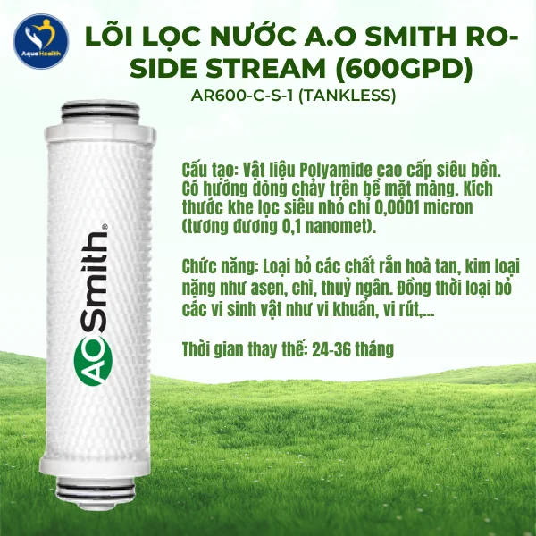 Bộ lõi lọc nước A.O Smith AR600-C-S-1 (TANKLESS) - Lõi RO Side Stream 600GDP