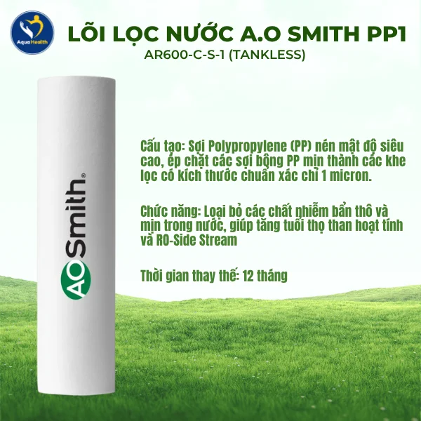 Bộ lõi lọc nước A.O Smith AR600-C-S-1 (TANKLESS) - Lõi lọc nước A.O Smith PP1