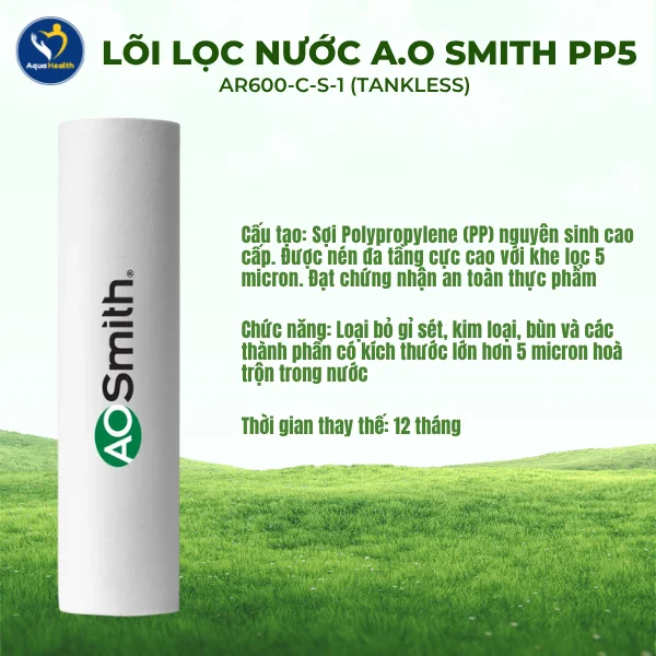 Bộ lõi lọc nước A.O Smith AR600-C-S-1 (TANKLESS) - Lõi lọc nước PP5