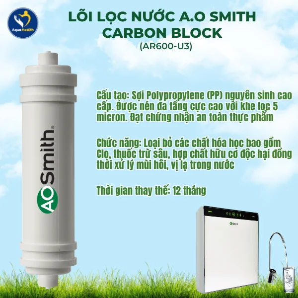 Bộ Lõi Lọc Nước A.O Smith AR600-U3 - Lõi lọc nước A.O Smith Carbon Block