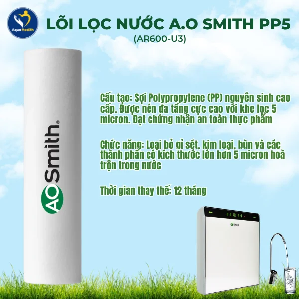 Bộ Lõi Lọc Nước A.O Smith AR600-U3 - Lõi lọc nước PP5