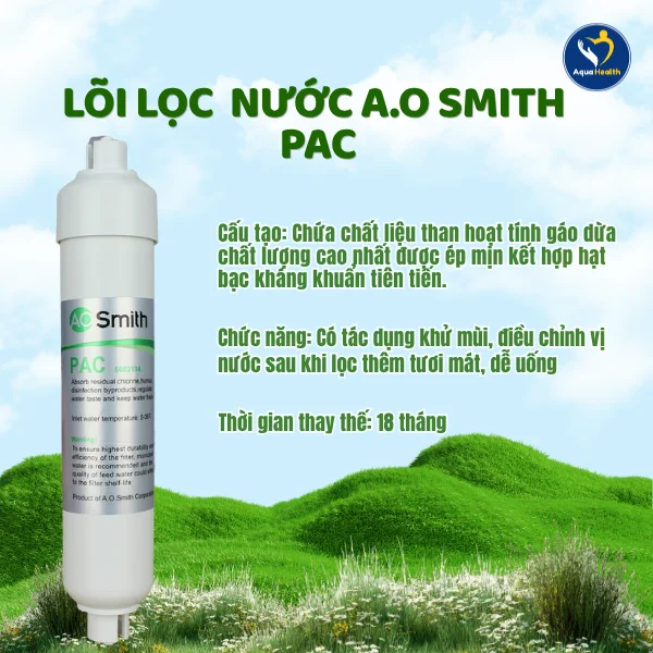 Bộ 5 lõi lọc nước A.O Smith lõi PAC giúp điều chính vị của nước