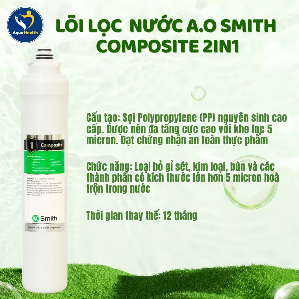 Bộ lõi lọc nước A.O Smith S600- Lõi lọc Composite 2in1