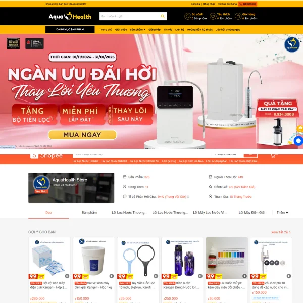 Giá lõi lọc nước máy điện giải Panasonic - đơn vị chuyên cung cấp lõi lọc nước chính hãng