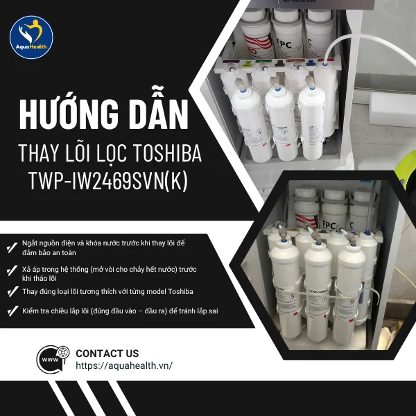 Hướng dẫn thay thế lõi lọc nước Toshiba TWP-IW2469SVN(K)