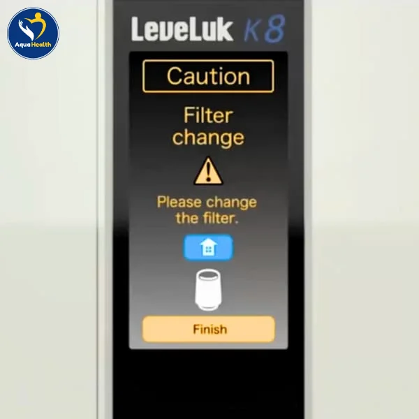 Màn hình cảnh báo thay lõi máy điện giải kangen leveluk k8