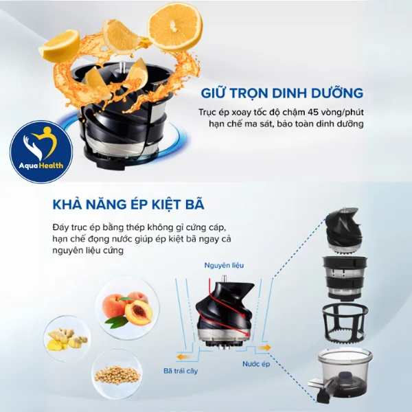 Máy Ép Chậm Panasonic MJ-L500SRA Ép Kiệt Nước, Giữ Trọn Dinh Dưỡng