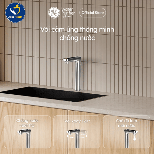 Máy lọc nước GE USH10 sở hữu vòi cảm ứng chống nước thông minh