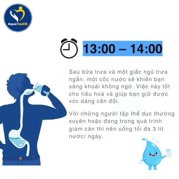 Mốc thời gian từ 13h-14h (Uống nước sau giấc ngủ trưa)
