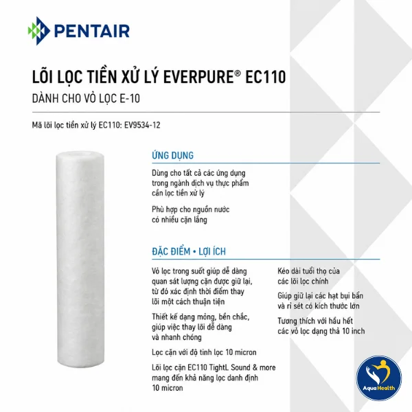 Một số thông tin về lõi lọc thô Pentair EC110