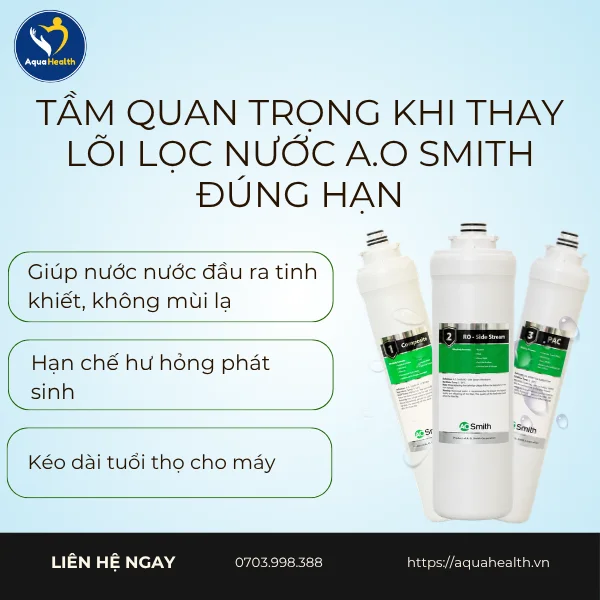 Bộ lõi lọc nước A.O Smith S600 - Tầm quan trọng khi thay lõi lọc nước đúng hạn