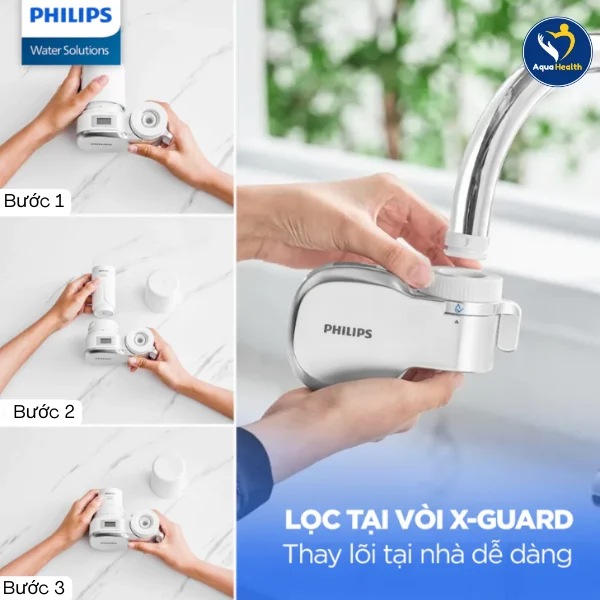 Bộ lọc nước tại vòi Philips AWP3705P1/90- Thay lõi lọc dễ dàng