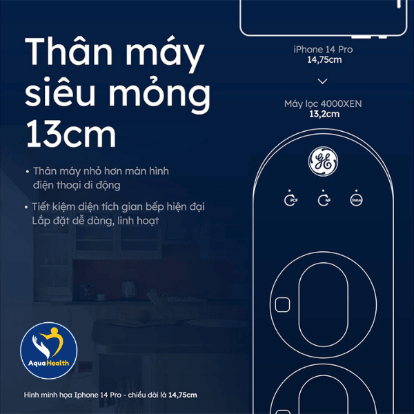 Thiết kế máy lọc nước GE GN610 với thân máy siêu mỏng