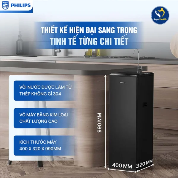 Thiết kế sang trọng và hiện đại của máy lọc nước tủ đứng RO Philips ADD8911/74