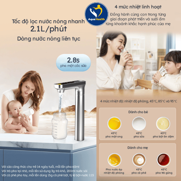 Tốc độ lọc nhanh chóng, 4 mức nhiệt linh hoạt