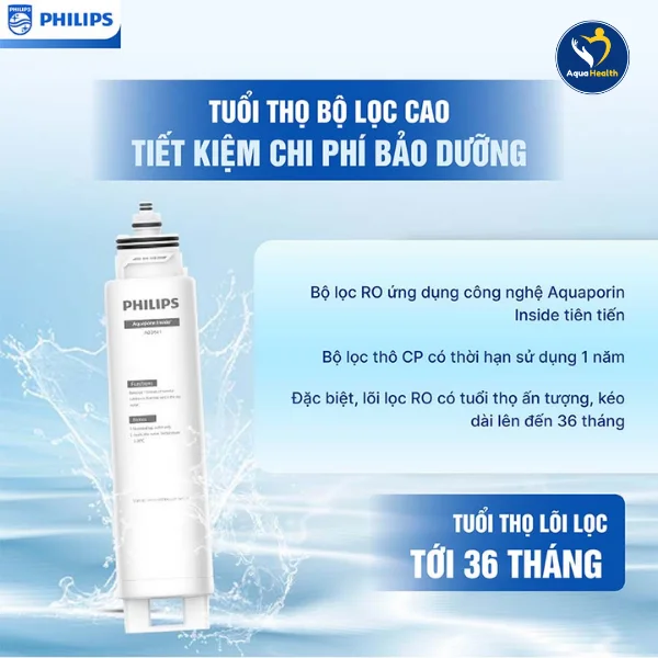 Máy Lọc Nước RO Philips (90L/P) AUT3015/74 - Tuổi thọ bộ lọc cao