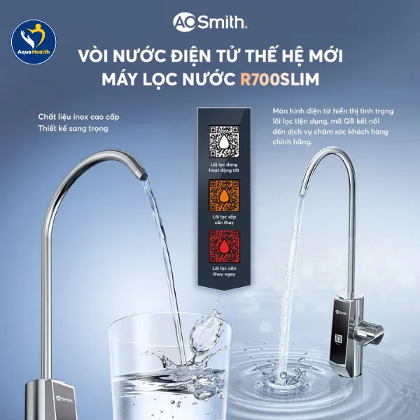 Máy lọc nước A.O Smith R700Slim - Vòi lấy nước điện tử thế hệ mới