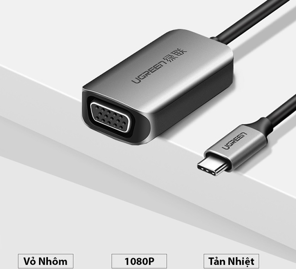 Bộ chuyển USB-C sang VGA Ugreen 50316 vỏ nhôm
