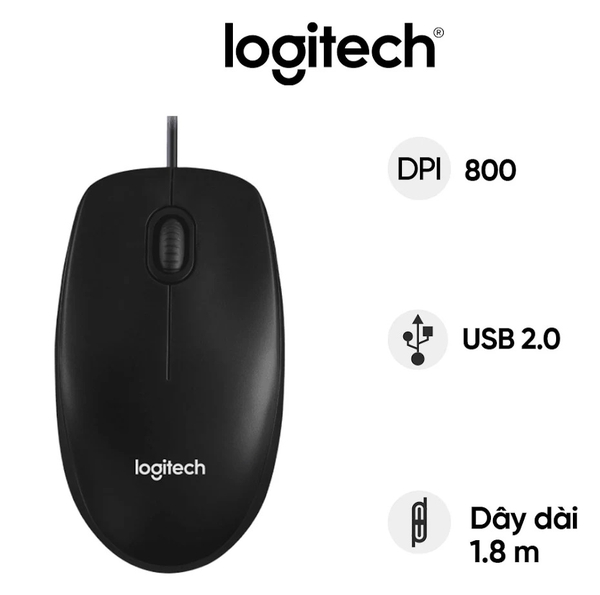Chuột máy tính Logitech B100 (Đen)