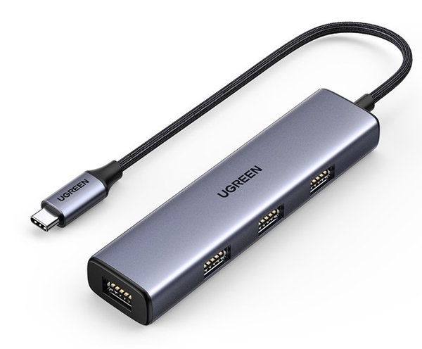Hub USB Type-C sang 4 cổng USB 3.0 Ugreen 20841, Vỏ nhôm, dây bọc dù