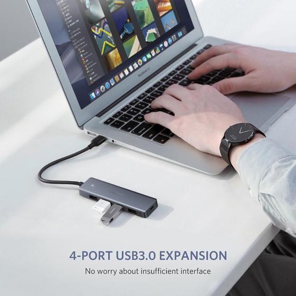 Bộ chia 4 cổng USB 3.0 Ugreen 50985 CM219, Hỗ trợ nguồn phụ USB-C 5V