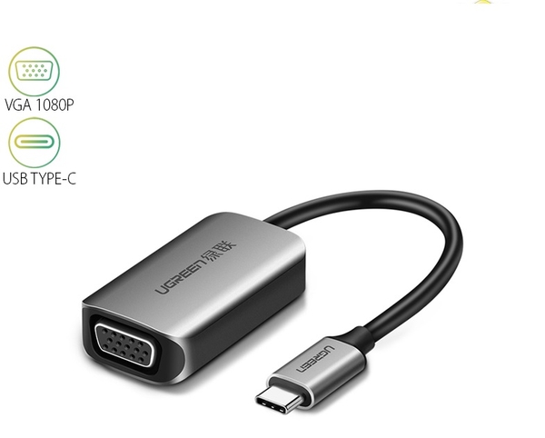 Bộ chuyển USB-C sang VGA Ugreen 50316 vỏ nhôm
