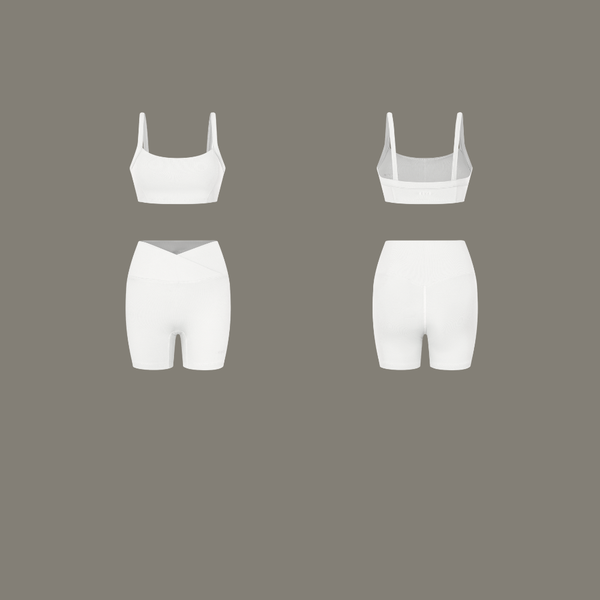 aeyo | Bộ đồ tập yoga gym nữ, áo hai dây mút rời, quần đùi cạp chéo ôm sát tôn dáng Classic Strap