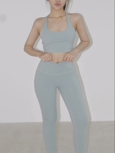 aeyo | Quần legging tập yoga gym nữ Crossback, cạp chéo, vải đứng form, ôm sát, che bụng, tôn dáng