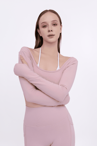 aeyo | Bộ đồ tập yoga gym pilates nữ, áo bra phối màu tay dài, quần đùi ôm sát tôn dáng BLISS