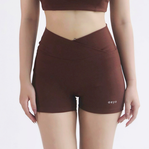 aeyo | Quần thể thao Classic Biker Short yoga gym nữ cạp chéo lưng cao, chất liệu vải thun dày dặn, ôm sát tôn dáng
