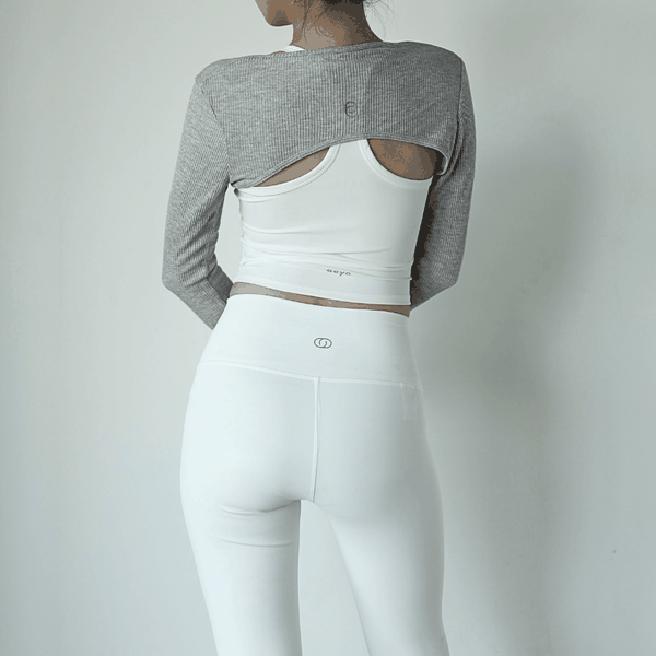 aeyo I Bộ đồ tập yoga gym nữ áo dây chéo, quần dài cạp chéo Tank top kèm áo khoác lửng Petite