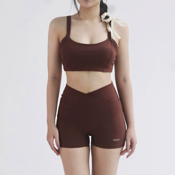 aeyo | Set áo tập thể thao Classic yoga gym nữ mút rời, quần Biker Short chất liệu vải dày dặn, cạp cao tôn dáng