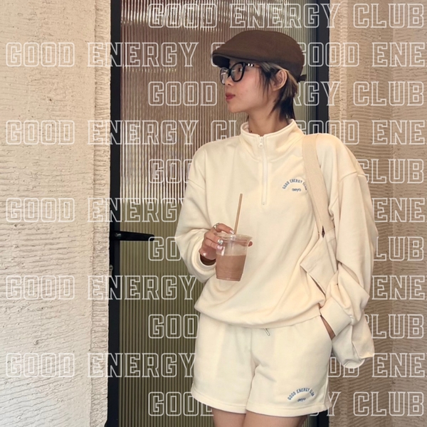 Quần Short From rộng Chất Liệu Nỉ Cotton, màu xanh và màu be