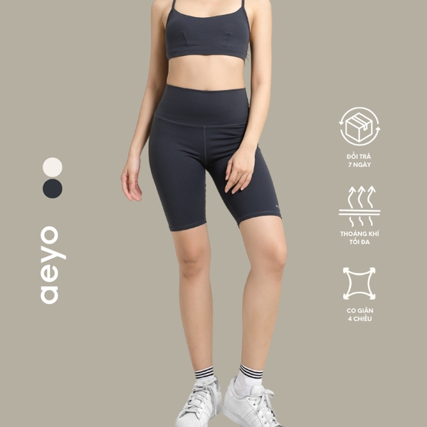 aeyo | Quần đùi tập yoga gym pilates tennis nữ Aura cạp cao, ôm sát, che bụng, tôn dáng