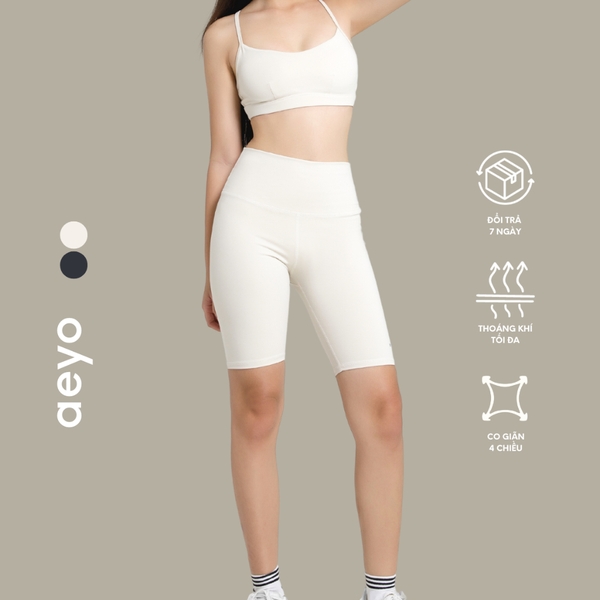 aeyo | Quần đùi tập yoga gym pilates tennis nữ Aura cạp cao, ôm sát, che bụng, tôn dáng
