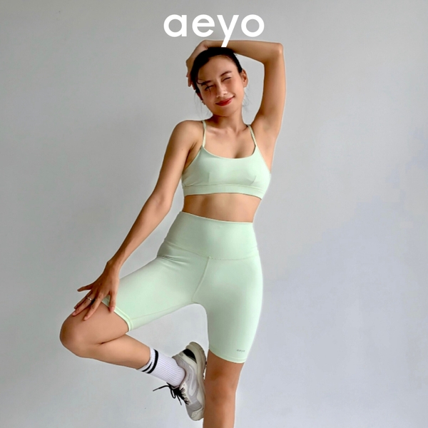 aeyo | Quần đùi tập yoga gym pilates tennis nữ Aura cạp cao, ôm sát, che bụng, tôn dáng
