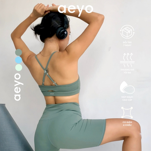 aeyo | Quần đùi tập yoga gym pilates tennis nữ Aura cạp cao, ôm sát, che bụng, tôn dáng