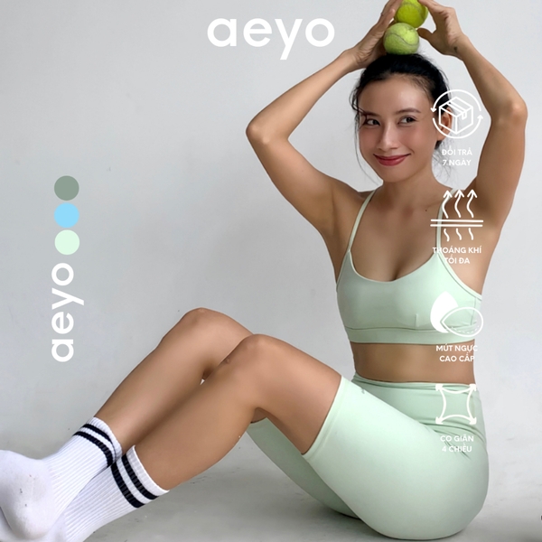 aeyo | Quần đùi tập yoga gym pilates tennis nữ Aura cạp cao, ôm sát, che bụng, tôn dáng