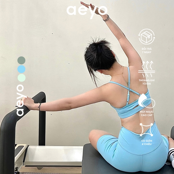 aeyo | Quần đùi tập yoga gym pilates tennis nữ Aura cạp cao, ôm sát, che bụng, tôn dáng